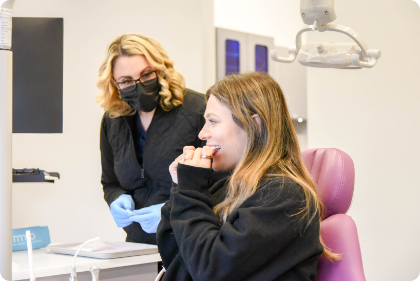 Close-up of a clear Invisalign aligner tray used in orthodontic treatment